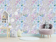 Load image into Gallery viewer, Floral lavender and blue fabric peel and stick wallpaper