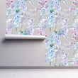 Load image into Gallery viewer, Floral lavender and blue fabric peel and stick wallpaper