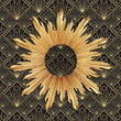 Load image into Gallery viewer, Black and gold geometric Art Deco fabric peel and stick wallpaper