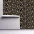 Load image into Gallery viewer, Black and gold geometric Art Deco fabric peel and stick wallpaper