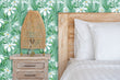 Load image into Gallery viewer, Blue floral daisy garden fabric peel and stick wallpaper