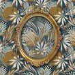Load image into Gallery viewer, Blue and brown vintage tropical palm fabric peel and stick wallpaper