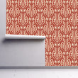 Load image into Gallery viewer, Pink antique damask fabric peel and stick wallpaper