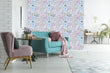 Load image into Gallery viewer, Floral lavender and blue fabric peel and stick wallpaper