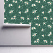 Load image into Gallery viewer, Green antique cottage floral fabric peel and stick wallpaper