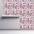 Load image into Gallery viewer, Antique Asian Chinoiserie red floral fabric peel and stick wallpaper