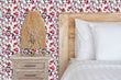 Load image into Gallery viewer, Antique Asian Chinoiserie red floral fabric peel and stick wallpaper