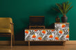 Load image into Gallery viewer, Orange floral topical palm fabric peel and stick wallpaper