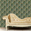Load image into Gallery viewer, Blue and gold geometric antique art deco fabric peel and stick wallpaper