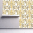 Load image into Gallery viewer, Gold baroque Art Deco antique fabric peel and stick wallpaper
