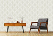 Load image into Gallery viewer, Antique Art Deco grey geometric fabric peel and stick wallpaper