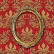 Load image into Gallery viewer, Red and gold antique Victorian damask fabric peel and stick wallpaper