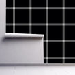 Load image into Gallery viewer, Black and white plaid fabric peel and stick wallpaper