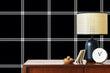 Load image into Gallery viewer, Black and white plaid fabric peel and stick wallpaper