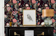 Load image into Gallery viewer, Dark floral botanical Victorian Chinoiserie fabric peel and stick wallpaper