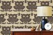 Load image into Gallery viewer, Cottage woodland owl fabric peel and stick wallpaper