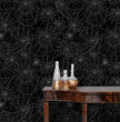 Load image into Gallery viewer, Gothic black spider web Halloween inspired fabric peel and stick wallpaper