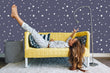 Load image into Gallery viewer, Grey and white Scandinavian Nordic polka dot fabric peel and stick wallpaper
