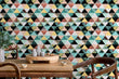 Load image into Gallery viewer, Tropical 80's geometric palm fabric peel and stick wallpaper