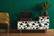 Load image into Gallery viewer, Tropical 80's geometric palm fabric peel and stick wallpaper