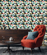 Load image into Gallery viewer, Tropical 80's geometric palm fabric peel and stick wallpaper