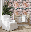 Load image into Gallery viewer, Kids zoo animals fabric peel and stick wallpaper