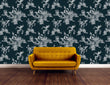 Load image into Gallery viewer, Blue Asian topical Chinoiserie fabric peel and stick wallpaper