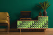 Load image into Gallery viewer, Green retro vintage fabric peel and stick wallpaper