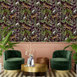 Load image into Gallery viewer, Black and green rainforest Jungle animals fabric peel and stick wallpaper
