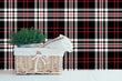 Load image into Gallery viewer, Black and red plaid country fabric peel and stick wallpaper
