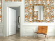 Load image into Gallery viewer, Vintage Art Deco orange floral fabric peel and stick wallpaper