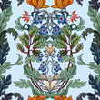 Load image into Gallery viewer, Ornate Art Nouveau Victorian floral fabric peel and stick wallpaper