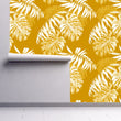 Load image into Gallery viewer, Yellow palm tropical vintage fabric peel and stick wallpaper