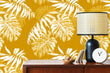 Load image into Gallery viewer, Yellow palm tropical vintage fabric peel and stick wallpaper