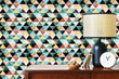 Load image into Gallery viewer, Tropical 80's geometric palm fabric peel and stick wallpaper