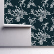Load image into Gallery viewer, Blue Asian topical Chinoiserie fabric peel and stick wallpaper