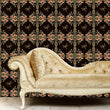 Load image into Gallery viewer, Victorian black dragonfly floral fabric peel and stick wallpaper