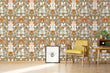 Load image into Gallery viewer, Vintage Art Deco orange floral fabric peel and stick wallpaper