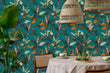 Load image into Gallery viewer, Blue tropical coastal botanical fabric peel and stick wallpaper