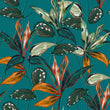 Load image into Gallery viewer, Blue tropical coastal botanical fabric peel and stick wallpaper