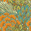 Load image into Gallery viewer, Art Nouveau antique blue and orange fabric peel and stick wallpaper