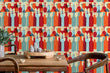 Load image into Gallery viewer, Eclectic retro colorful bar fabric peel and stick wallpaper
