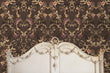 Load image into Gallery viewer, Victorian baroque floral ornate peel and stick wallpaper with antique bed