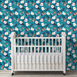 Load image into Gallery viewer, Butterfly Wallpaper, Botanical Wallpaper, Blue Floral Wallpaper, Cottage Wallpaper, Peel and Stick Wallpaper, Fabric Wallpaper