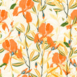 Load image into Gallery viewer, Orange cottage floral fabric peel and stick wallpaper sample