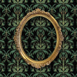 Load image into Gallery viewer, Dark moody Victorian Art Nouveau fabric peel and stick wallpaper with gold mirror