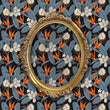 Load image into Gallery viewer, Dark botanical tropical palm leaves fabric peel and stick wallpaper on wall with mirror