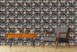 Load image into Gallery viewer, Dark botanical tropical palm leaves fabric peel and stick wallpaper in room with chair and table