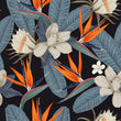 Load image into Gallery viewer, Dark botanical tropical palm leaves fabric peel and stick wallpaper sample