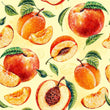 Load image into Gallery viewer, Vintage retro peaches fruit fabric peel and stick wallpaper sample